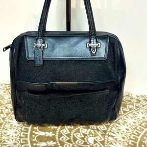 COACH Taylor Bowler Satchel WOOL/LEATHER Black MSRP 498